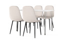 Scandinavian Choice Kranstull Spisebord 120 cm + 4 stk Naira stol beige med svarte ben   Hvit/Beige
