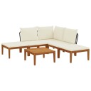 vidaXL 6 pcs Solid akasietre og tau Naturlig