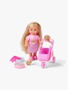 Evi Love Dukke Hundevogn & Valper 12 cm Rosa
