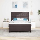  Box Spring Seng med Madrass & LED Mørk Grå 160x200 cm Stoff