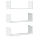  Vegghyller 3 stk hvit 58x18x18 cm konstruert tre