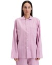 Tekla Poplin Pyjamas Long Sleeve Shirt Purple Pink Stripes Undertøy Rosa S
