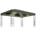vidaXL Paviljong med LED lysslynge 3x4 m gråbrun stoff