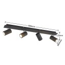 Lindby Jeoffrey takspot, 4 lyskilder, 80 cm, svart