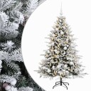 vidaXL Kunstig juletre med julekuler 150 cm 150 LED-lys Varmhvit