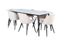 Venture Design Jimmy & Velvet spisegruppe Beige/hvit 6 stoler & bord 195 x 90 cm