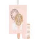 BACHCA Baby Kit Brush 100% boar small size + wooden comb Pink