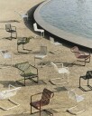 Palissade Cantilever Lounge Chair Low Cream white powder coated steel