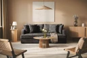 Rossita 3 seters Dyp Sofa med Hel Pute i Chenille   Svart