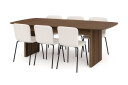Bark Richeto Spisebord 240 cm med 6 Katy Spisestoler   Røkt eik / Hvit Bouclé