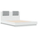  Sengeramme med hodegavl og LED-lys hvit 140x190 cm 8721012277731