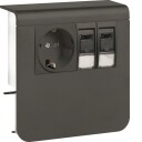 Hager SL20080920D1 Uttak 1 veis + 2 x RJ45 80 mm Aluminium Installasjonsmaterial