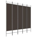 vidaXL Romdeler med 5 paneler brun 200x200 cm stoff