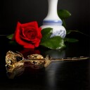 Mikamax 24K Golden Rose Borddekorasjon 30cm Svart Gaveeske