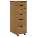 vidaXL Rullende skap Honning brun 34 x 39 x 93,5 cm Massiv furu