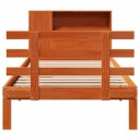  Seng med bokhylle uten madrass voksbrun 75x190 cm heltre furu 8721158615244