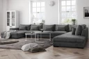 Dubai stor U modulsofa med divan venstre fløyel 527 cm ekstra dyp   Mørkegrå
