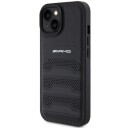 Mercedes AMG Læderdeksel til iPhone 15 Plus 6,7" - Svart med Debossed Linjer
