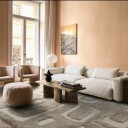 Ryetepper   Palmyra beige/hvit Størrelse: 240 x 340 cm