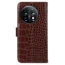 Crocodile Series OnePlus 11 Lommebok-deksel I Lær med RFID Brun