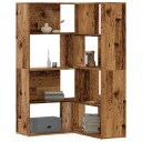  Bokhylle hjørne 4 lag gammelt tre 85x85x140 cm konstruert tre