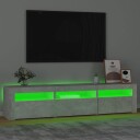  TV-benk med LED-lys betonggrå 180x35x40 cm