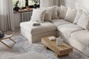 Menard 4 seters Venstrevendt Dyp L formet Sjeselongsofa i Stoff   Beige