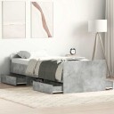 vidaXL Sengeramme med hode- og fotgavl betonggrå 75x190 cm 8721012157767