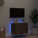vidaXL Vegghengt TV-benk med LED brun eik 60x35x41 cm 8721012258983