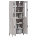 vidaXL Highboard grå sonoma 69,5x34x180 cm konstruert tre 8720845476373