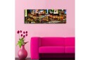 Lerretsbilde med LED belysning 30x90 cm Livlig bybilde av Times Square med neonskilt og trafikk Gul / Grønn / Rød