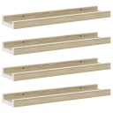 vidaXL Vegghyller 4 stk hvit og sonoma eik 40x9x3 cm
