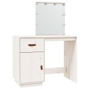 vidaXL Sminkebord med LED hvit 95x50x133,5 cm heltre furu