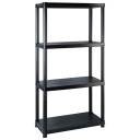 vidaXL Oppbevaringshylle 4 niv?er svart 244x30,5x130 cm plast