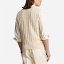 Aran-Knit Cotton-Cashmere Sweater Vest Cream Combo