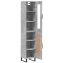 vidaXL Highboard betonggrå 34,5x34x180 cm konstruert tre 8720845489397