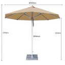 Parasoll Hurricane Ø300cm Aluminium   Khaki