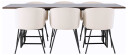 Venture Design Ystad & Berit spisegruppe Beige/mokka 6 stoler & bord 220 x 100 cm