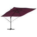  Parasoll Burgunder Aluminium Polyester Stor Justerbare armlener