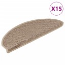 vidaXL Selvklebende trappematter sisal-utseende 15 stk 65x21x4 cm sand