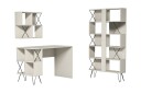 Skrivebord Amtorp 120 cm med Oppbevaring + 2 Bokhyller   Kremhvit/Svart