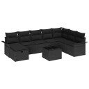 vidaXL Hagesofa Set 9 stk. Svart polyrotting