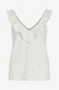Vila   Topp viAmalina V neck S/L Flounce   Hvit