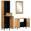 Vidaxl Baderomsskapsett 3 deler brun heltre mango 3310007