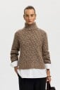Selected Women   Polohals  Slwlulu Duo Ls Knit High Neck   Natur
