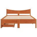  Sengeramme med skuffer voksbrun 160x200 cm heltre furu 8721102942907