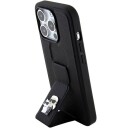 Karl Lagerfeld Hardcase for iPhone 15 Pro Gripstand Saffiano Svart med Karl&Choupette Pins