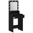  sminkebord med LED lys svart eik 50x41x135 cm