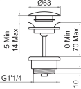 Laufen Push open Bunnventil 63 mm Sort Matt PVD
