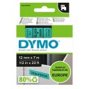 Dymo D1 12mm Svart på Grønn Merketape – 7m Rull